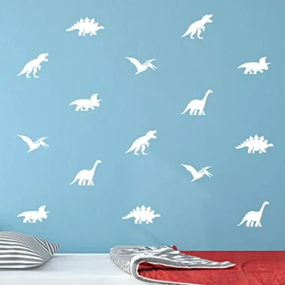 Image of Dinosaurs Wall Stickers Nursery Art Kids Room Decor Dino Decal Removable Vinyl Pattern Bedroom Mural Baby Decoration Living