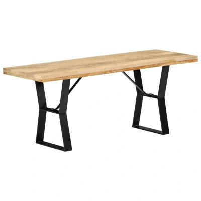 Image of vidaXL Industrial Style Dining Bench, Solid Mango Wood and Powder coated Iron, 110cm Length, Exquisite Polished Surface, Suitable for Kitchen or Hallway