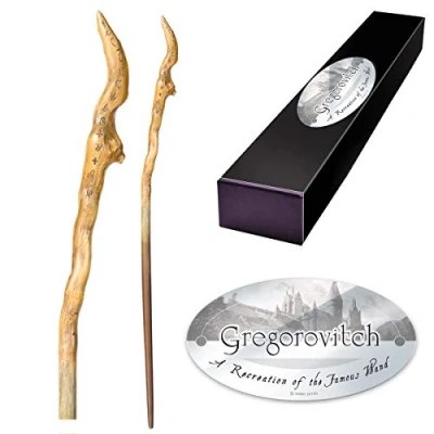 Image of The Noble Collection Gregorovitch Character Wand 15in (39cm) Wizarding World With Name Tag Harry Potter Film Set Movie Props Wands