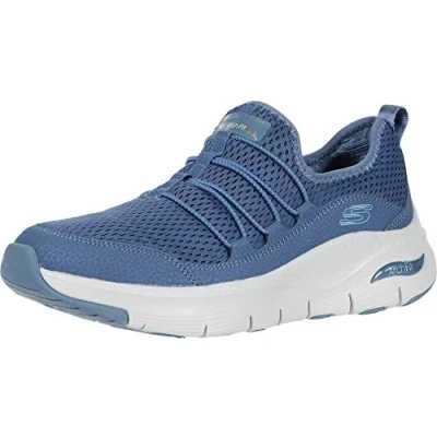 Image of Skechers Women&#039;s Arch Fit Lucky Thoughts Trainers, Navy Mesh Trim, 3 UK