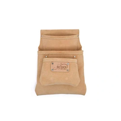 Image of OX Tools Suede Leather 3 Pocket Fastener Pouch Tool Organizer for Construction Storage Carpenter Nail Bags Compatible with Belt T263203