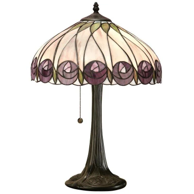 Image of Hutchinson 1 Light Medium Table Lamp Tiffany Glass, Dark Bronze Paint with Highlights, E27