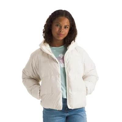 Image of The Noth Face Girl&#039;s North Hooded Down Jacket, White Dune, 170