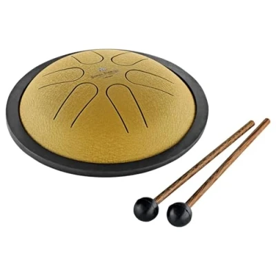 Image of Sonic Energy Steel Tongue Drum Mini Tank in B Major Stainless Instrument for Meditation, Yoga, Kids Including mallets and bag (MSTD3G)