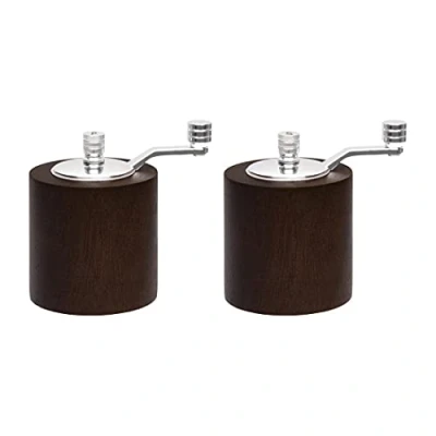 Image of Olympia Dark Wood Salt and Pepper Mill Grinder Set Kitchen Spice Shaker