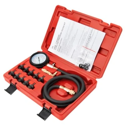 Image of LLNDEI Oil Pressure Gauge Tester Kit, 0 140 PSI Engine Cylinder Diagnostic Tool Set with Quick Couplers Adapter for ATVs Cars Trucks