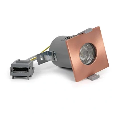 Image of LIEBER Rose Gold GU10 Fire Rated IP65 Square Downlight for Ceilings in The Bathroom, Bedroom, Kitchen Lighting