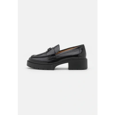 Image of Coach LEAH Loafer Slipons, Women&#039;s, Size: 3.5, Black Sheepskin