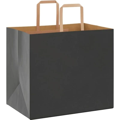 Image of vidaXL Paper Bags 250 pcs with Handles Black 32x22x28 cm