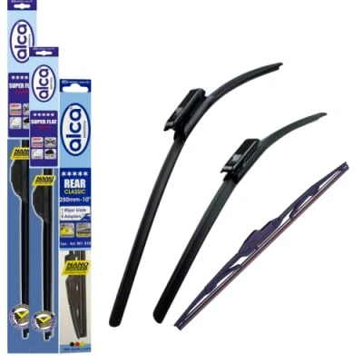 Image of Fits DS3 2015 onwards Set of 3 Windscreen Wiper Blades alca Germany Super Flat Front Rear 24&quot;16&quot;12&quot; BL ASF2416B12ARC