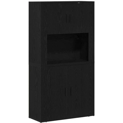 Image of vidaXL Highboard Black Oak 80x33x150 cm Engineered Wood