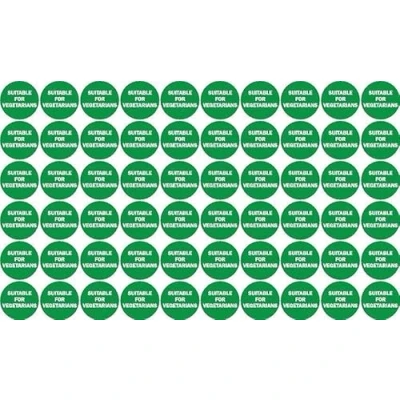 Image of Suitable for vegetarians Labels Pack of 60 28mm Self adhesive stickers on sheet (300mm x 200mm)