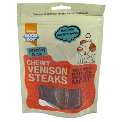 Image of Good Boy Pawsley &amp; Co Chewy Venison Steaks 80g (12 Pack)