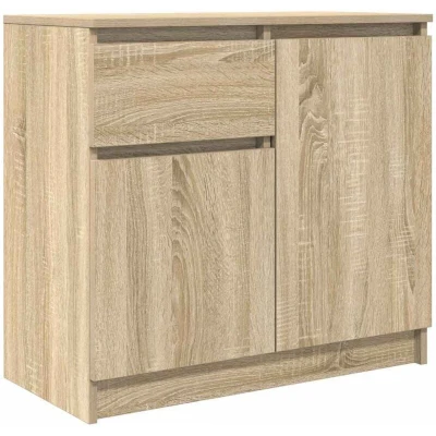 Image of vidaXL Sideboard Drawer Cabinet Sonoma Oak 71x35x65 cm/Brown Engineered Wood Storage for Living Room/Office