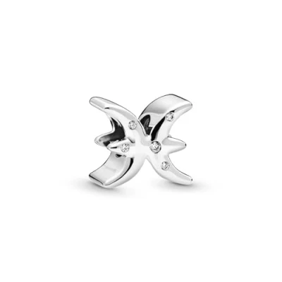 Image of Pandora Moments Women&#039;s Sterling Silver Sparkling Pisces Zodiac Charm, No Box