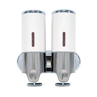 Image of Shower Soap Dispensers Pump Action, Lockable, Wall Mounted, White (Double)
