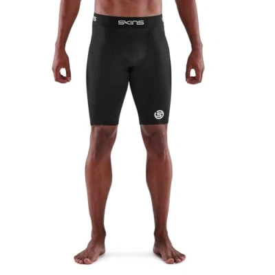 Image of SKINS Men&#039;s Series 1 Half Tight Compression Pants, Black, Large