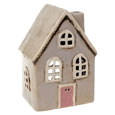 Image of Shudehill Giftware Village Pottery Cottage Pale Grey Tealight