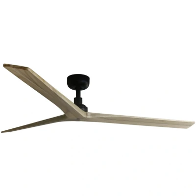 Image of Klim Large Black, Light Oak Wood DC Ceiling Fan 6 Speed