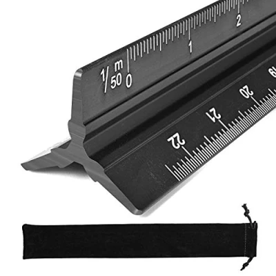 Image of Metal Scale Ruler,30cm Triangular Rulers for Architects Engineers, Metric Ruler 1:20, 1:25, 1:50, 1:75, 1:100, 1:125
