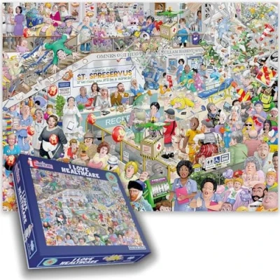 Image of I Love Healthcare A Hilariously Funny Chaotic 1000 Piece Jigsaw Puzzle by Mike Jupp For Adults Size 50 x 66 CM