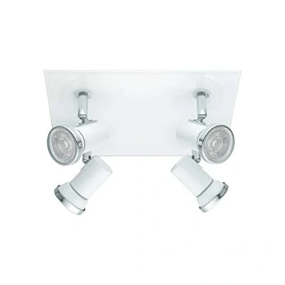 Image of Eglo 95995 Tamara 1 Four Spotlight Ceiling Light in Chrome and White Steel