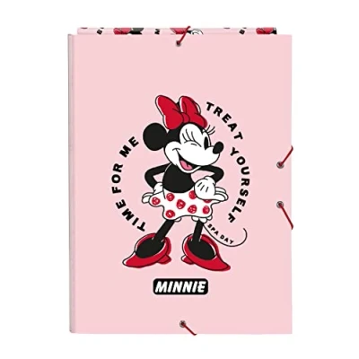 Image of Minnie Mouse Me Time Folio Folder with 3 Flaps, Ideal for Children of Different Ages, Comfortable and Versatile, Quality Strength, 26 x 36.5 cm, Light Pink
