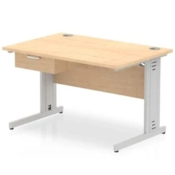 Image of Impulse 1200x800 Desk Maple/Silver Cable Managed Leg 1 Dr Fixed Ped