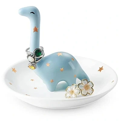 Image of Titanape Dinosaur Ring Holder Trinket Dish Gifts for Women Her Girls Birthday Christmas Engagement Stand, Cute Jewellery Rings Bracelets Necklace Organizer