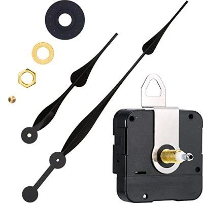 Image of High Torque Quartz Clock Movement Replacement Mechanism with 12 Inch Long Spade Hands for DIY (Black, Shaft Length 1/10 inches/ 23 mm Length)