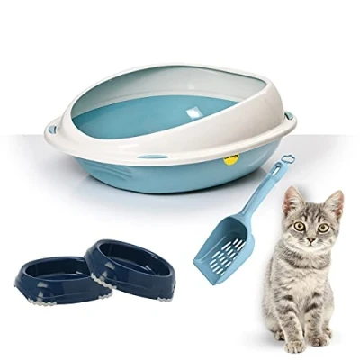 Image of Cat Centre High Rim Litter Tray Bundle + 2 Smarty Bowls Scoop Hygeine, Box, Kittens/Cats