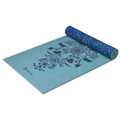 Image of Gaiam Yoga Mat Premium Print Reversible Extra Thick Non Slip Exercise &amp; Fitness for All Types of Yoga, Pilates Floor Workouts, Mystic Sky, 6mm