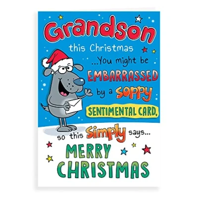 Image of Piccadilly Greetings Regal Publishing Humour Christmas Card Grandson 9 x 6 inches C85414