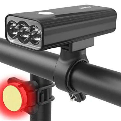Image of BIKIL Bike Lights Set Front and Back, USB C Rechargeable 6400 mAh Super Bright 2400 Lumen Bicycle light,Easy to Install Headlight Taillight Combinations,Road Mountain Cycling Light