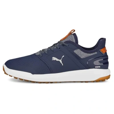 Image of Puma Golf Mens Ignite Elevate Shoes Navy/Puma Silver UK 8