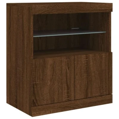 Image of vidaXL Modern LED Lit Sideboard in Brown Oak Spacious and Stylish Living Room Furniture
