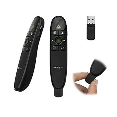 Image of StarTech.com Wireless Presentation Remote with Green Laser Pointer 90 ft. (27 m) USB Clicker for Mac and Windows (PRESREMOTEG)
