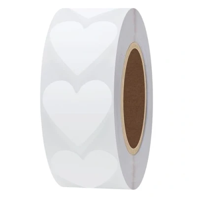 Image of Hylabelest Color Coding Dot Love Shape Labels 30mm Heart White Stickers