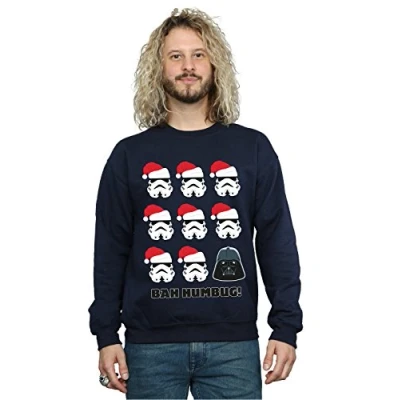 Image of Star Wars Men&#039;s Christmas Humbug Sweatshirt Large Navy Blue