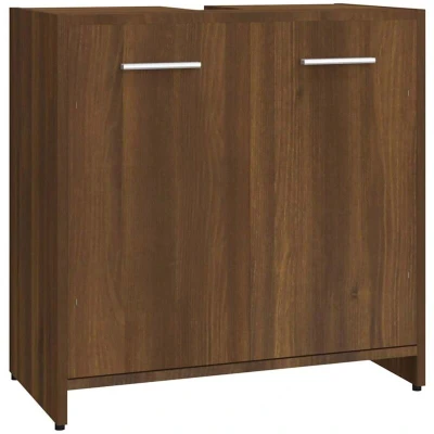 Image of vidaXL Bathroom Cabinet Brown Oak 60x33x60 cm Engineered Wood