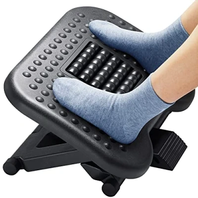 Image of HUANUO Foot Rest, Rest Under Desk with Massage Function, Adjustable Angle &amp; 3 Different Height Positions, Non Slip Stool for Office Home