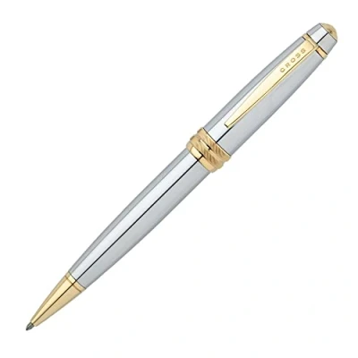 Image of Cross Bailey Refillable Click Off Cap Plastic Ballpoint Pen with Chrome Finish and Gold Plated Appointments, Medium Ballpoint, includes Premium Gift Box Black Cartridge, 1 Pack, Medalist