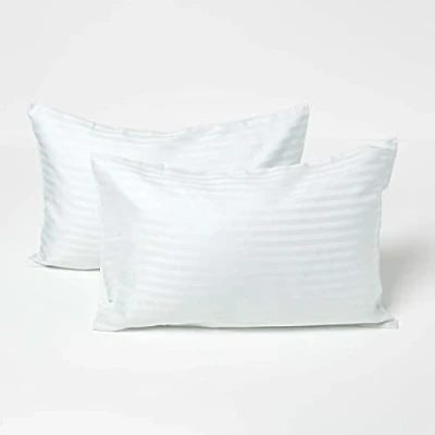 Image of HOMESCAPES Blue Kid’s Pillowcases 60 x 40 cm 2 Pack 100% Egyptian Cotton Percale Soft Hypoallergenic Children’s Pillow Cases with Envelope Close Breathable Easy Care 330 TC 500 Thread Count Equiv