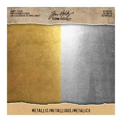 Image of Tim Holtz Metallic Kraft Stock Pad, Multi Colour, 21 x 20.5 1 cm