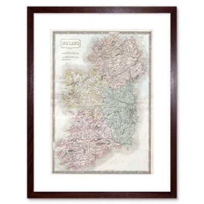 Image of Wee Blue Coo Map 1850 Hall Ireland Frame Wooden Gift Framed Wall Art Print