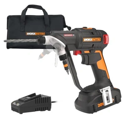 Image of Worx Nitro 20V SwitchDriver 2.0, 2 in 1 Brushless Cordless Drill Driver, Set Rotatable Dual 1/4&quot; Chucks, Compact with Digital Torque Setting WX177L (Battery &amp; Charger Included)