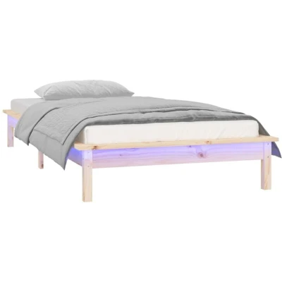 Image of vidaXL LED Bed Frame without Mattress 90x190 cm Single Solid Wood
