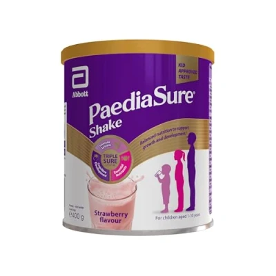 Image of PaediaSure Shake, 400g, Strawberry Balanced Nutritional Supplement Drink, Multivitamin for Kids with Protein, Carbohydrates, Essential Fatty Acids and Minerals to Support Growth Development