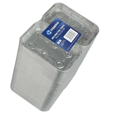 Image of Coppice Small Aluminium Foil Tray for Baking, BBQ, Roasting, Grilling &amp; Food Storage 19cm x 13cm 2.5cm Freezer, Microwave Oven Safe (250 Trays)