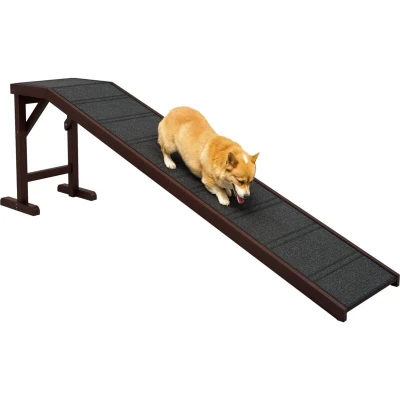Image of PawHut Pet Ramp for Dogs Cats Non Slip Carpet Top Platform Brown &amp; Grey
